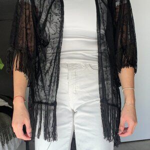 Boho Black Lace Kimono